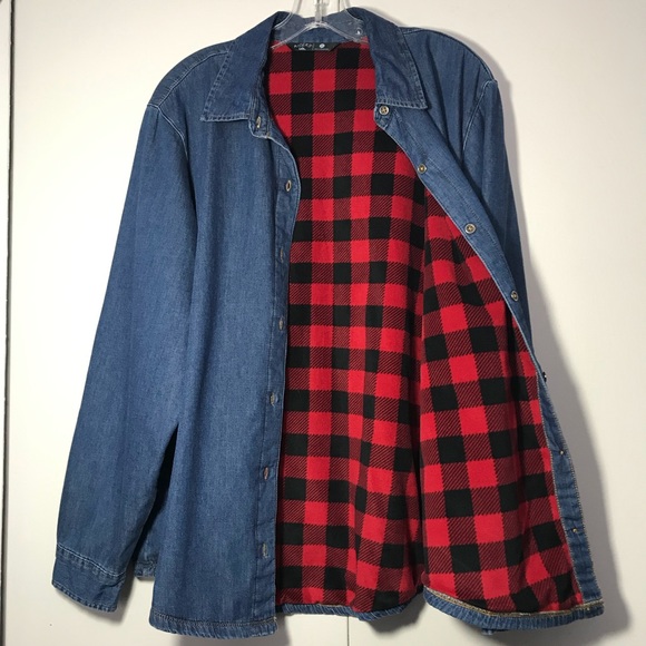 Lee Tops - Lee Riders Denim Buffalo Plaid Flannel Lined Shirt